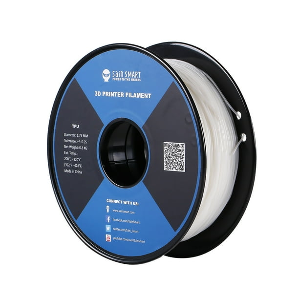SainSmart White Flexible TPU 3D Printing Filament 1.75 mm Dimensional Accuracy +//- 0.05 mm 0.8 kg
